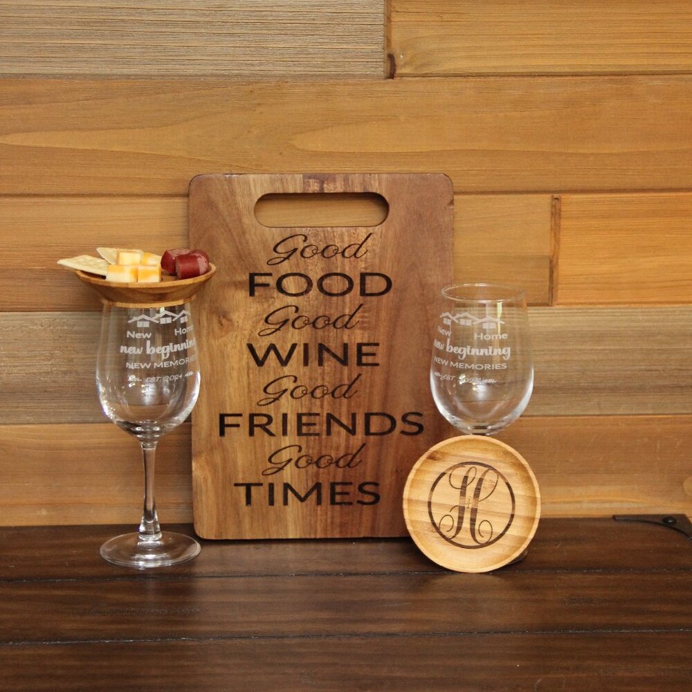 CUSTOM!!! Wine Glass/Charcuterie set